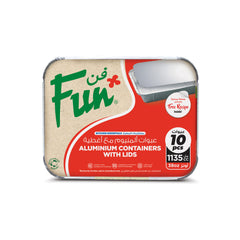 Fun Aluminium Containers With Paper Lids 1135cc [10pcs x 1pkt]