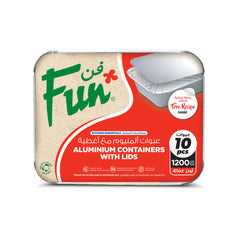 Fun Aluminium Containers With Paper Lids 1200cc [10pcs x 1pkt]