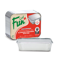 Fun Aluminium Containers With Paper Lids 1850cc [10pcs x 1pkt]