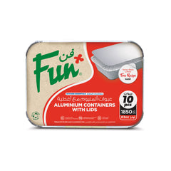 Fun Aluminium Containers With Paper Lids 1850cc [10pcs x 1pkt]