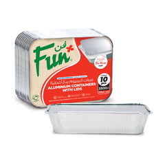 Fun Aluminium Containers With Paper Lids 3500cc [10pcs x 1pkt]