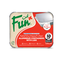 Fun Aluminium Containers With Paper Lids 3500cc [10pcs x 1pkt]