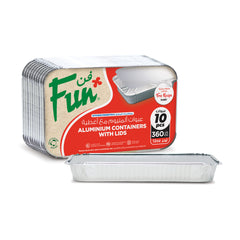 Fun Aluminium Containers With Paper Lids 360cc [10pcs x 1pkt]