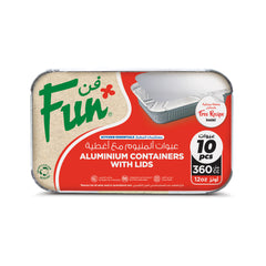 Fun Aluminium Containers With Paper Lids 360cc [10pcs x 1pkt]