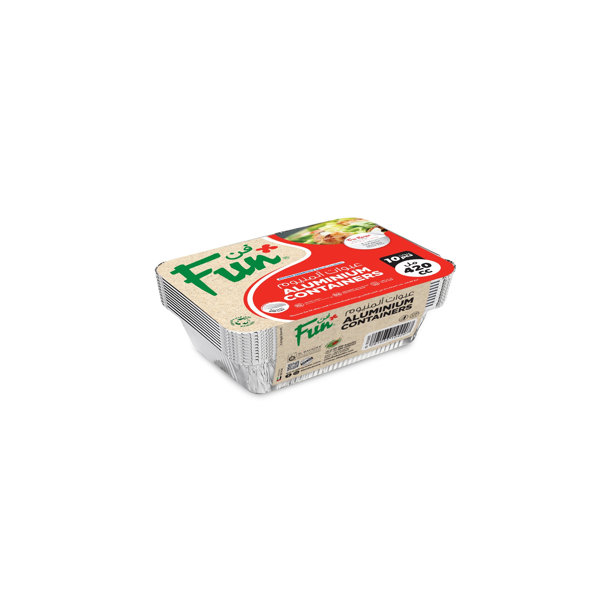 Fun Aluminium Containers With Paper Lids 420cc [10pcs x 1pkt]