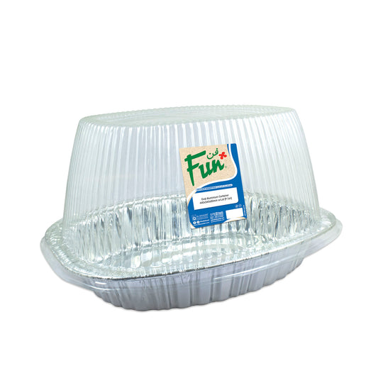 Fun® Aluminium Oval Container 440x340x80mm with Lid [1pc]