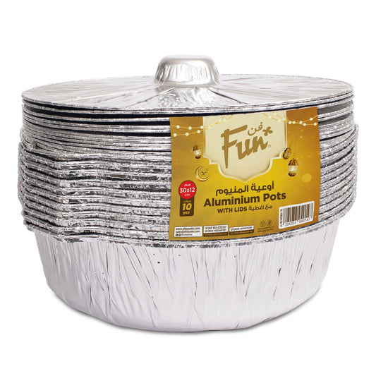 Fun® Round Aluminium Pot 35x11.8cm w/ Lid (7600ml) pack of 10