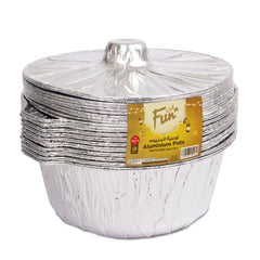 Fun Aluminium Round Pots 35x11.8cm with Lids (7600ml) [10pcs x 1pkt]