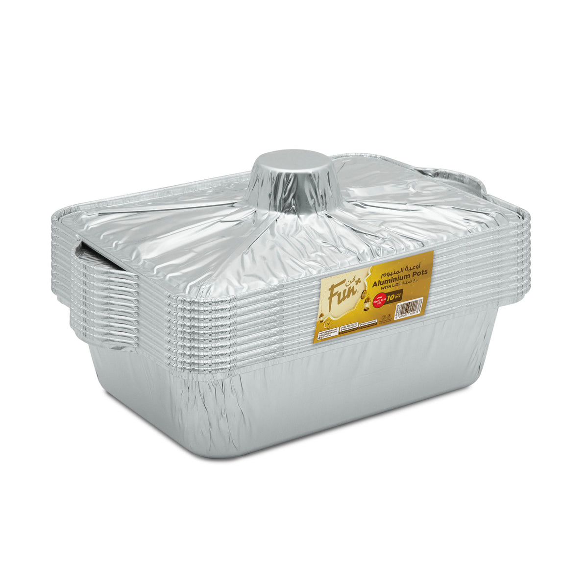 Fun Aluminium Recangular Pots 31x21x10cm with Lids [10pcs x 1pkt]