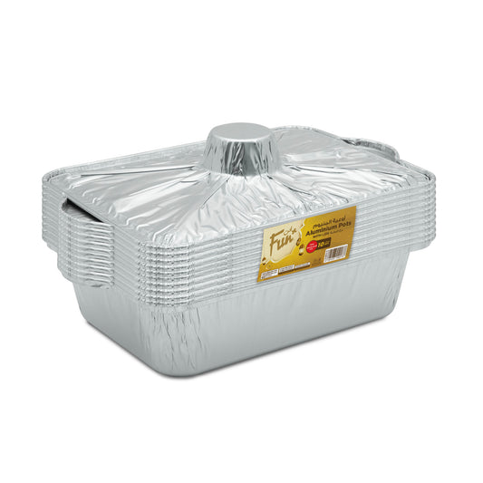 Fun® Aluminium Recangular Pots 31x21x10cm with Lids [10pcs x 1pkt]
