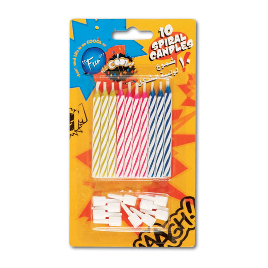 Fun Spiral Birthday Candles and Holders [10pcs]