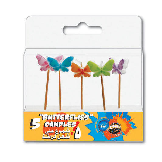 Fun® Birthday Candle 8x10x2.2cm - Butterflies Design [5pcs x 1pkt]