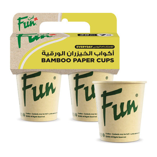 Fun® Bamboo Paper Beige Printed Cups 7oz [20pcs x 1pkt]