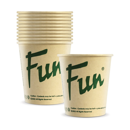 Fun® Bamboo Paper Beige Printed Cups 7oz [20pcs x 1pkt]