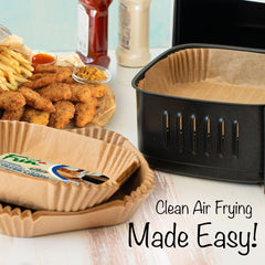 Fun® Square Air Fryer Brown Paper Liners 39gsm 16x16x4.5cm [100pcs x 1pkt]