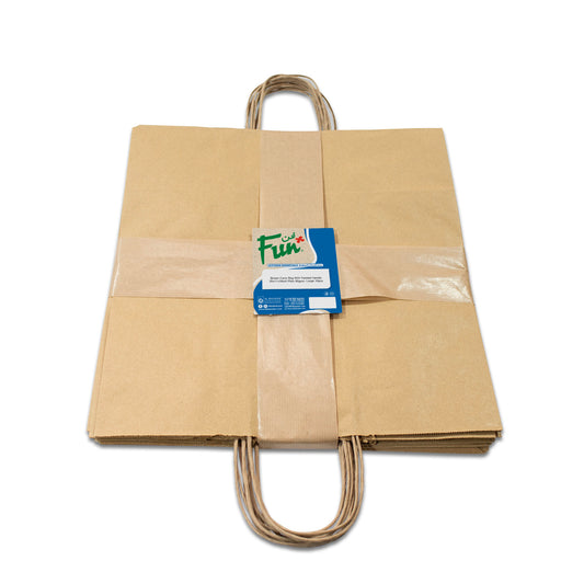 Fun® Brown Carry Bags with Twisted Handle 35x34x17cm [10pcs x 1pkt]