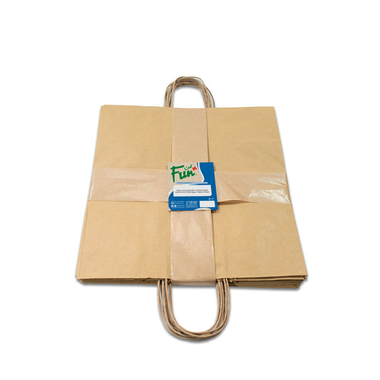 Fun® Brown Carry Bags with Twisted Handle 29x29x15cm [10pcs x 1pkt]