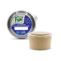 Fun Kraft Paper Multipurpose Containers with Clear Lids 1000ml [6pcs x 1pkt]