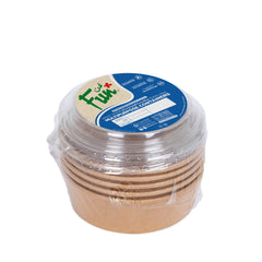 Fun Kraft Paper Multipurpose Containers with Clear Lids 1000ml [6pcs x 1pkt]