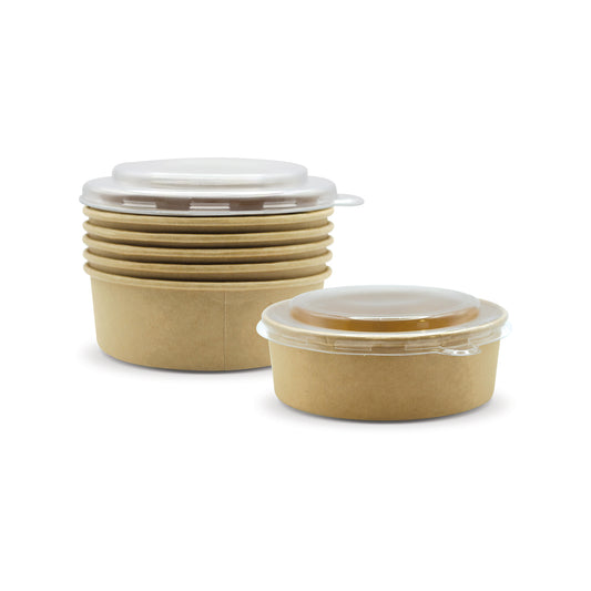 Fun® Kraft Paper Multipurpose Containers with Clear Lids 500ml [6pcs x 1pkt]