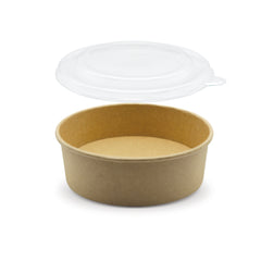 Fun Kraft Paper Multipurpose Containers with Clear Lids 500ml [6pcs x 1pkt]