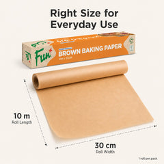 Fun Brown Silicone-Coated Baking Paper Roll 10m x 30cm [1rl x 1pkt]