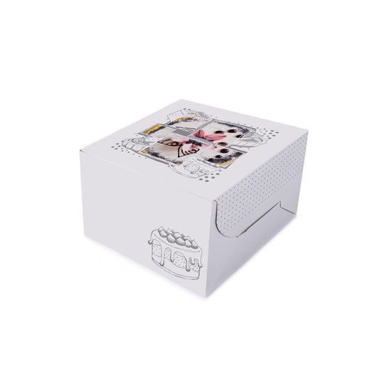 Printed Paper Cake Box 15x15x10cm [P:5pcs]