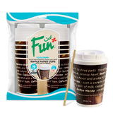 Fun® Paper Ripple Brown (Printed) Cup 12oz with Lid & Stirrer [10pcs x 1pkt]