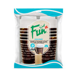 Fun® Paper Ripple Brown (Printed) Cup 12oz with Lid & Stirrer [10pcs x 1pkt]