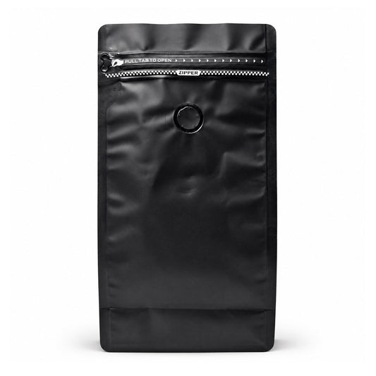 Fun Black Stand-Up Coffee Bag with Valve and Zipper 5000ml [50pcs x1pkt]