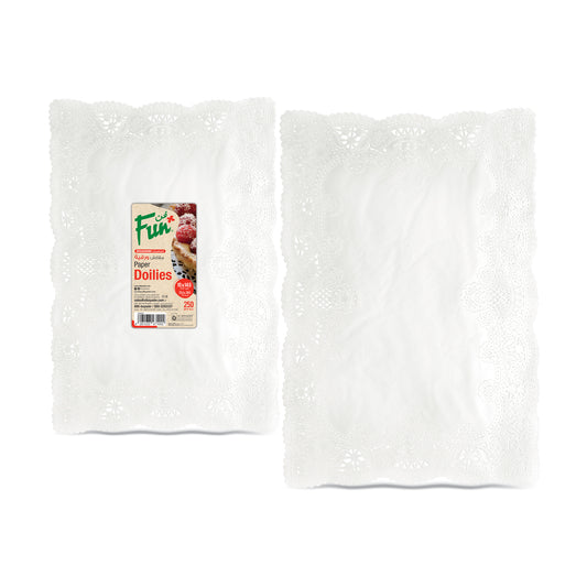Fun® Paper Rectangular White Doilies 10x14.5in [250pcs x 1pkt]