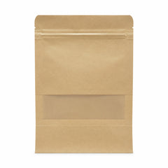 Fun Kraft Paper Stand-Up Pouch with Zipper and Window 10 × 20 + 4cm [50pcs x 1bag]