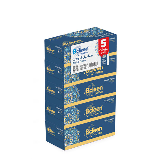 Bcleen® 2-Ply White Facial Tissue 19x20cm x 140 Sheets [5pkts]