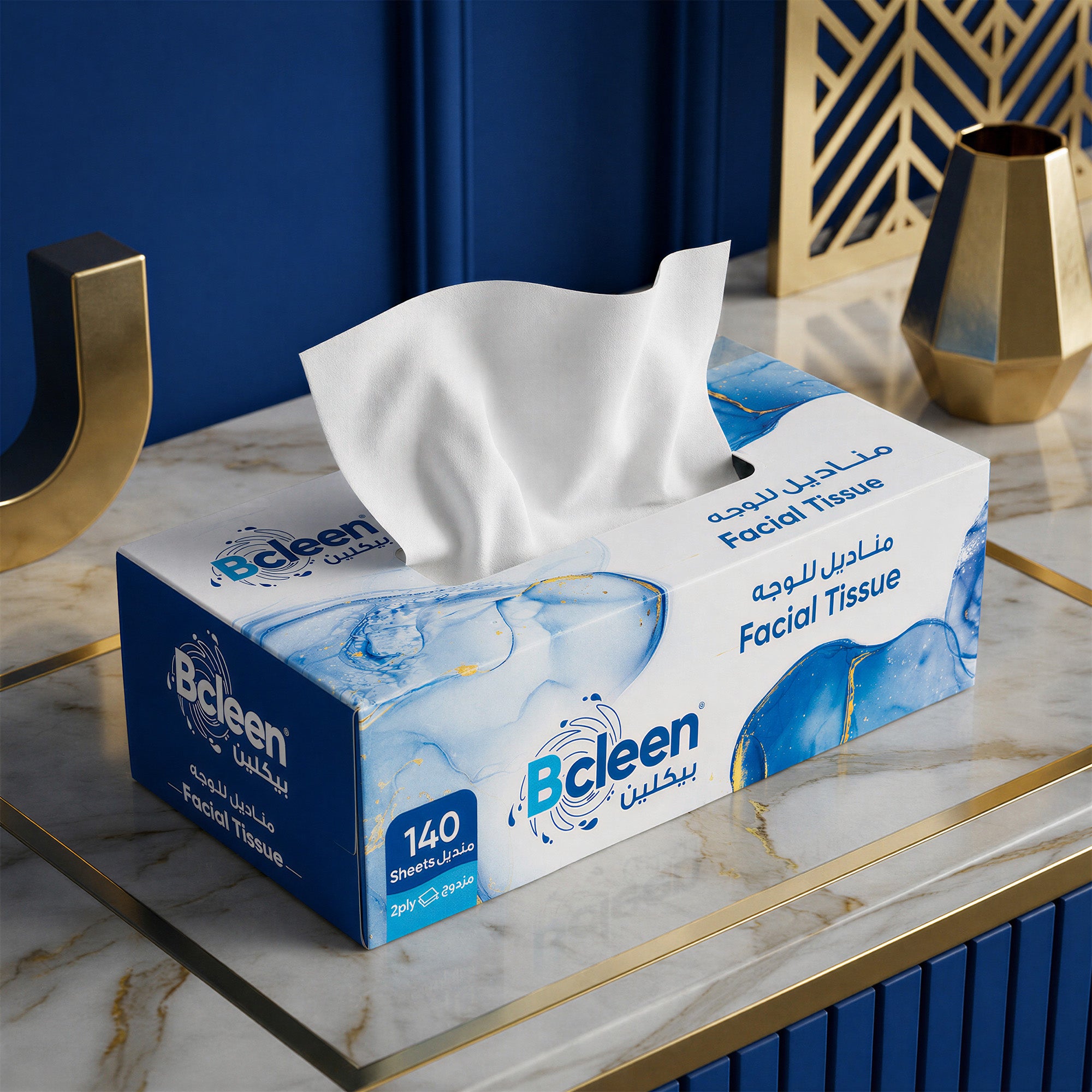 Bcleen 2-Ply White Facial Tissue 19x21cm x 140 Sheets [1pkt]