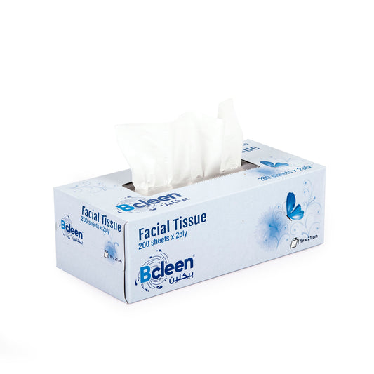 Bcleen® 2-Ply White Facial Tissue 19x21cm [200 Sheets x 1pkt]
