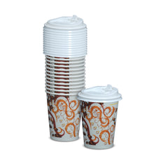 Fun Insulated Paper Printed Cups 8oz with Lids [12pcs x 1pkt]