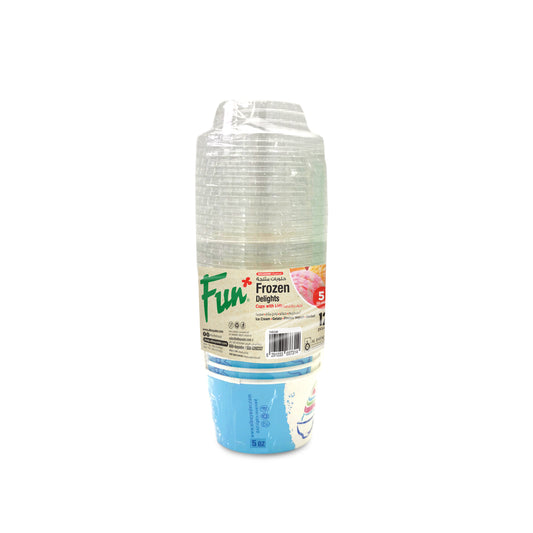 Fun® Ice Cream Blue Cups with Lids 5oz [12pcs x 1pkt]