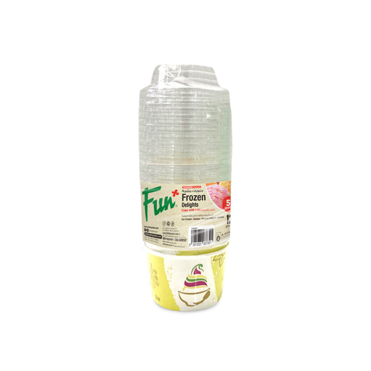 Fun® Ice Cream Yellow Cups with Lids 5oz [12pcs x 1pkt]