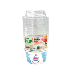 Fun® Ice Cream Blue Cups with Lids 12oz [12pcs x 1pkt]