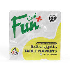 Fun 2-Ply White Table Napkins[25 - 33 - 40cm]