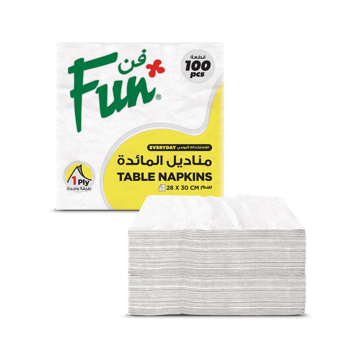 Fun 1-Ply White Table Napkins 30x28cm [100pcs x 1pkt]