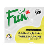 Fun® Everyday 1-Ply Napkin 28x30cm - White - 100 pcs