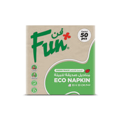 Fun 2-ply Unbleached Eco-Napkins 33x33cm [50pcs x 1pkt]