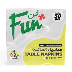 Fun 2-Ply White Table Napkins[25 - 33 - 40cm]