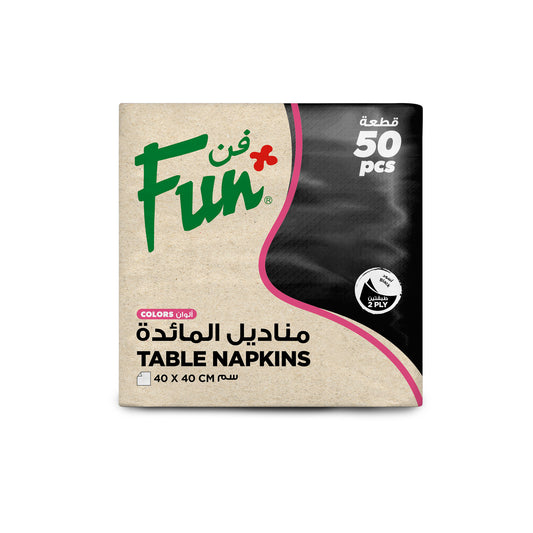 Fun® 2-Ply Table Napkins Black 40x40cm [50pcs x 1pkt]