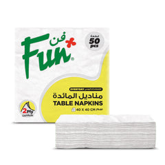 Fun 2-Ply White Table Napkins[25 - 33 - 40cm]