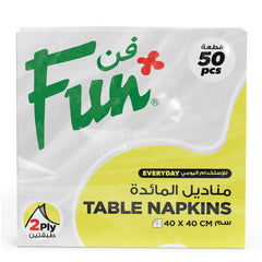 Fun 2-Ply White Table Napkins[25 - 33 - 40cm]
