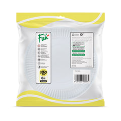 Fun® Paper White Plates 6in [100pcs x 1pkt]