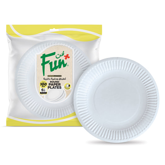 Fun® Paper White Plates 6in [100pcs x 1pkt]