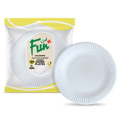Fun® Paper White Plates 6in [100pcs x 1pkt]